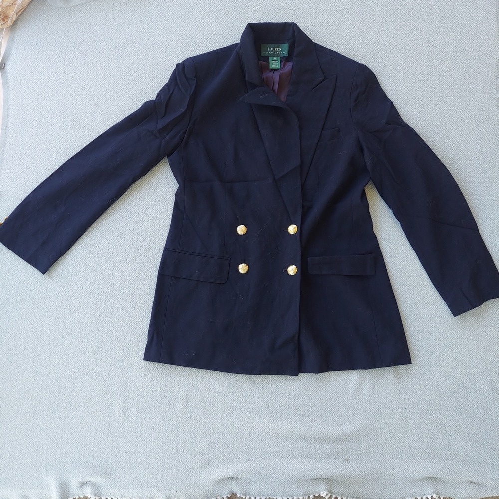 Lauren Ralph Lauren Navy Double-Breasted Blazer with Gold Buttons